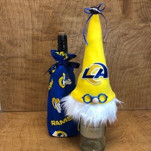 Gnome Gift Bag Bottle Topper LA Rams NFL Football Sports Wine Ball Los Angeles